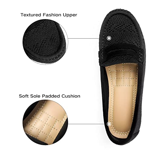 Musshoe Womens Loafers Casual Comfortable Breathable Mesh Slip On Loafers For Women Black 7 #TOP3