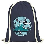  ShirtStreet Serien natur Turnbeutel mit Action Ninjas Motiv, Größe: onesize,dunkelblau natur