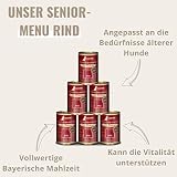 Escapure Senior Nassfutter Rind 6 x 400g Dose - 57% pures Rindfleisch Hundefutter - Dosenfutter Rindermenü ohne Zusatzstoffe - Ergänzungsfuttermittel für ältere Hunde frei von Getreide