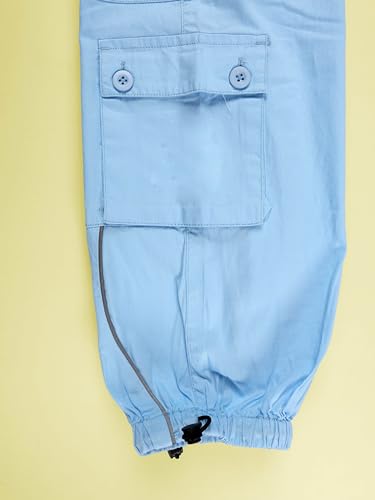Image of KiddoPanti Girls Cotton Knit Solid Parachute Pant with Cargo Pocket