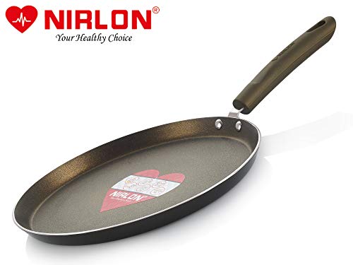 Image of Nirlon Aluminium Non Stick Dishwasher Safe Non Induction Gold Rush Flat Tawa