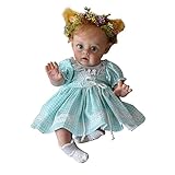 eveseed 30CM Already Painted Finished Doll Reborn Flo Fairy Elf Bebe Doll Lifelike Real Touch Mini Collectable Art Doll(Blue Eyes & Blue Dress)