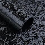 Lypumso Forged Carbon Fiber Vinyl Wrap, 3D Cosmic Ghost Textured Auto Car Sticker Decal Film Sheet DIY Vehicle Paint Changing Wrap Featuring Air Release Technology (Black, 1ft x 10ft)