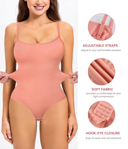 Image of Nebility Shapewear Bodysuits for Women - Tummy Control Square Neck Bodysuit Seamless Full Body Shaper Going Out Top