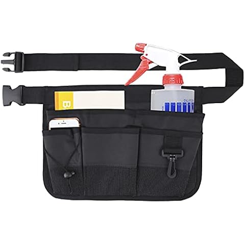Geboor Gardening Tool Waist Bag Belt Heavy Duty Oxford Tool Apron with 7 Pockets of Different Sizes and Depth (Black) Cover