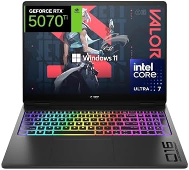 HP OMEN MAX 16-ah0018ns - Ordenador Portátil Gaming de 16" 2.5K WQXGA (Intel Ultra 7-255HX, 32GB RAM, 1 TB, NVIDIA GeForce RTX 5070 TI, Windows 11) Negro - Teclado QWERTY Español