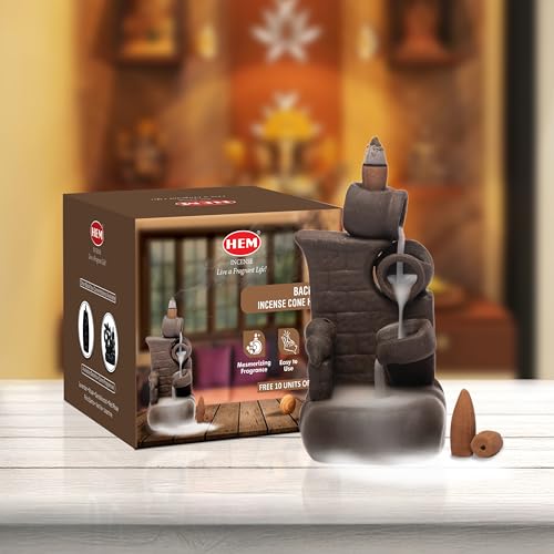 Image of Hem Ceramic Back Flow Burner Set-Wall Fountain,Elegant Incense Holder for Meditation & Relaxation, Aromatic Experience with Backflow Design,Perfect for Home,and Yoga Spaces,Enhances Focus,Black