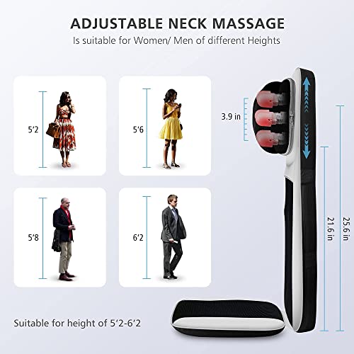 Image of Snailax Back Massager with Heat, Adjustable Shiatsu Neck Massage Chair Pad | 4 Adjustable Neck Nodes, Full-Back Shiatsu & Rolling, Spot Massage, Heat, 2-Level Seat Vibration, 15-Min Auto-Off