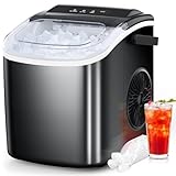 COWSAR Ice Maker Countertop, Portable Ice Machine with Self-Cleaning, 26.5lbs/24Hrs, 9 Bullet Ice Cubes in 6 Mins, Ice Basket and Scoop, Ideal for Home, Kitchen, Bar, Camping