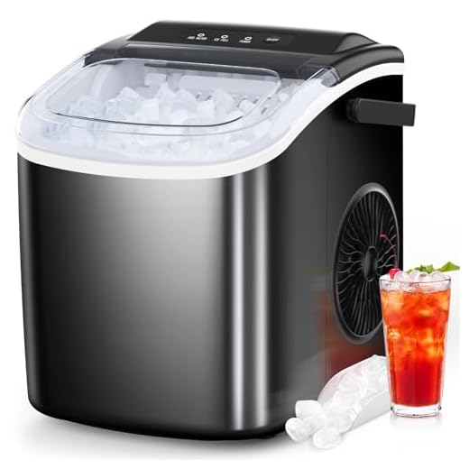 COWSAR Ice Maker Countertop, Portable Ice Machine with Self-Cleaning, 26.5lbs/24Hrs, 9 Bullet Ice Cubes in 6 Mins, Ice Basket and Scoop, Ideal for Home, Kitchen, Bar, Camping