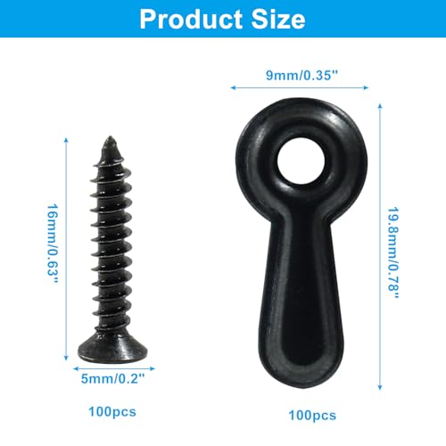 Image of 100 Sets Black Picture Frame Backing Clips Metal Frame Picture Turn Button Fasteners with Screws for Hanging Pictures,Posters,Photos Drawing Crafts