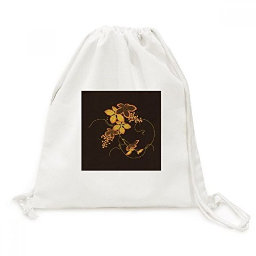Sac à dos Fleur Japonaise Peinture Brown en toile anti-encombrement