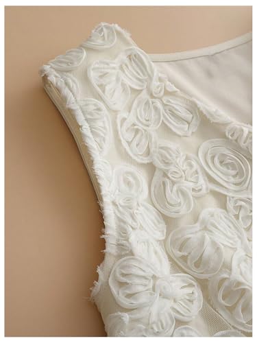 Verdusa Women's Elegant 3D Floral Button Up Vest Work Office V Neck Waistcoat Outerwear3