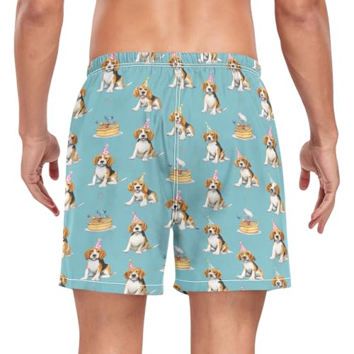 Birthday Cake Beagle Men's Swim Trunks with Liner Quick Dry Beach Shorts Swimwear Bathing Suit S-XXL2