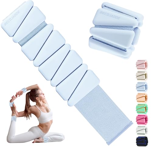 Image of BECOJADDE Ankle Weights for Women Wrist Weights Set of 2 (1 lb /2 lb Each) Adjustable Arm Leg Weight for Womens Men Suitable for Walking Swimming Running Pilates Yoga Gym