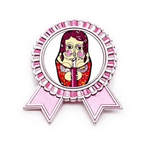 Broche poupée russe rose en métal taille M pour veste