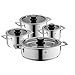 Produktbild WMF VarioCuisine Topfset Induktion 4-teilig, Kochtopf Set mit Silence- Glasdeckel, Cromargan Edelstahl poliert, Thermometer, Töpfe Set unbeschichtet