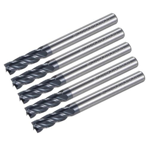Image of uxcell 5pcs End Mill 1 /4 inch x 3 /4 inch 4 Flutes Spiral Helical Groove Tungsten Steel Straight Shank CNC Milling Bits for Aluminum Steel Cutting Metalworking