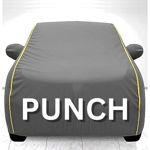 Image of 100% Waterproof Car Cover for Punch UV Protection, Dustproof, Windproof | Custom Fit with Mirror Pockets, Belt & Buckle | All Weather Outdoor Body Cover(Grey)