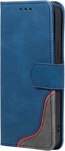 Étui portefeuille iPhone 14 Pro pliable coque silicone aimantée bleu
