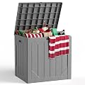 MAKE CHANGES Outdoor Storage Box,30 Gallon Deck Box Outdoor Storage Bench Outside Waterproof Resin Storage Bench, Lockable Patio Cushions, Garden Tools Storage For Furniture, UV Resistant(Gray