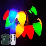 Agaphoton C7 LED Battery Powered Christmas Lights, 27.5FT Vintage Christmas String Lights with 50 Multicolor LED Bulbs, Battery Powered/Remote Control / 8 Lighting Modes/Used for Christmas Decor