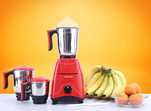 Tabakh Indian Mixer Grinder | 3 Stainless Steel Jars | 650 Watts | 110-Volts | Red #TOP2
