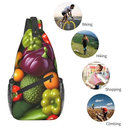 Mochila de hombro estampado de frutas y verduras para senderismo miniatura 6