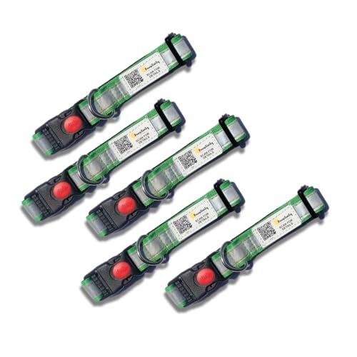 Image of India's First Smart Reflective Collar by Pawsitivity for Strays, QR Code Enabled, Anti Theft, Durable and adujstable | Pack 5 pcs | Color: Green