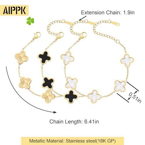 18K Gold Plated Clover Bracelet Set for Women Fashion Simple Four Leaf Lucky Flower Bracelets Jewelry Gifts for Women 3Pcs2