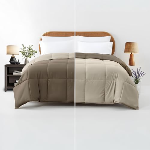Modern Threads Down Alternative Reversible Comforter Taupe/Champagne Twin