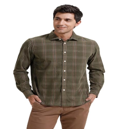 Image of BASICS 100% Cotton Checked Shirt for Men | Slim Fit | Everyday Smart Casual Wear | Full Sleeve
