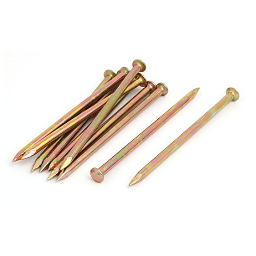 Aexit 100mm Length Fastener Fiber Concrete Cement Wall Zinc Alloy Point Tip Wire Nails 10pcs Model:43as92qo258