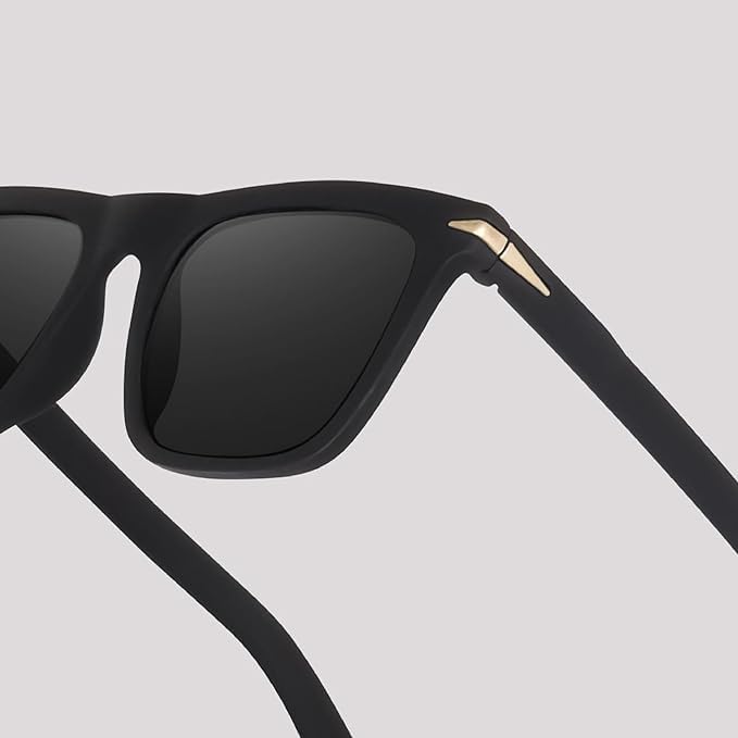 Image of Men's Square Sunglasses - Full-Rim, Durable Build, Unisex Style, Non-Polarized, Classic Black