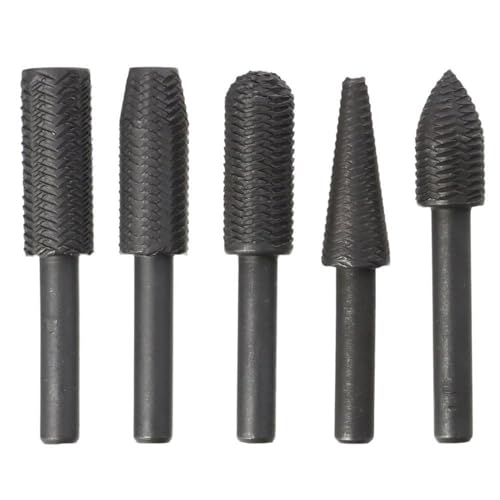 AllGIFT Polishing Burr 5pcs Grey 11mm Cutter Rotary Burr Set Industry Steel Rotary Bit Grinder for Woodworking,Polishing,Grinding