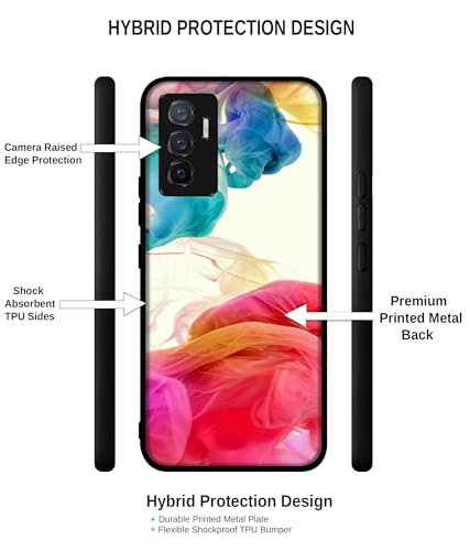 Image of Colored Smoke Design Premium 2D Printed Metal Back Case Cover for Vivo V23E 5G / Y75 4G