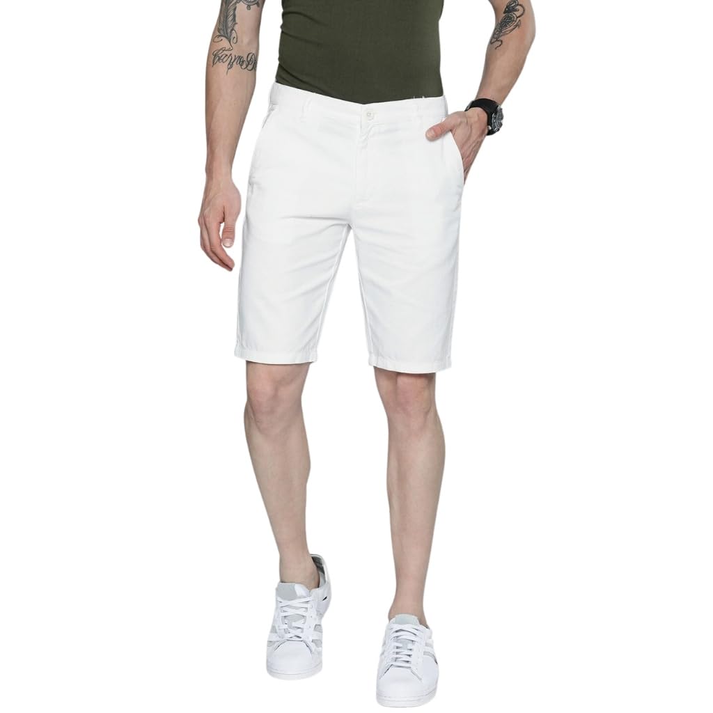 the indian garage co Men Slim Fit Solid Mid-Rise Chino Shorts-picture-37
