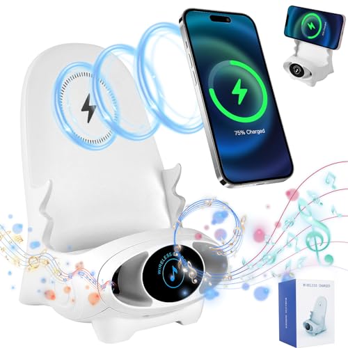 Portable Mini Chair Wireless Charger,2024 New Mini Chair Wireless Fast Charger Multifunctional Phone Holder3 in 1 Wireless Charger with Speaker Function Phone Stand Holder, Supply for All Phones