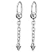 Mens Womens Stainless Steel Spike Chain Huggie Hinged Hoop Earrings Drop Dangle 2 pcs