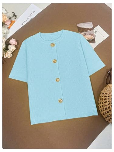 Verdusa Women's Old Money Tops Button Cardigan Sweaters Fall Outfits Ribbed Knit Outerwear4