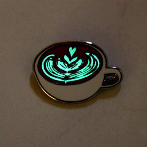 Image of Enamel Coffee Cup Brooch Pin for Women Girls Cute Mug Badges Lapel Pin Brooches Luminous Fashion Art Craft Dress Accessories Birthday Christmas Jewelry