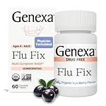 Genexa Flu Fix | Multi-Symptom Flu Remedy for Kids & Adults | Relieves Aches, Fever, Congestion | Acai Berry Flavor | Organic & Non-GMO | Homeopathic Remedy Made Clean | 60 Chewable Tablets, Ages 4+​