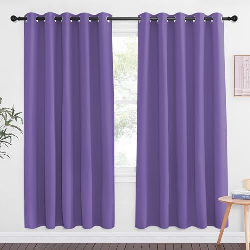 NICETOWN Lilac Purple Blackout Curtains for Bedroom 72 Inches Long, Thermal Insulated Room Darkening Grommet Window Curtains for Living Room Nursery, 66 inch x 72 inche, 1 Panel