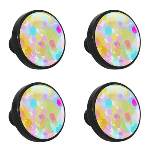NUEAHEDN 4 Pieces Dresser Knobs for Drawer Tie Dyeing Art Kitchen Cabinet Knobs Round Door Pull Handle for Home Nursery Furniture Cupboard
