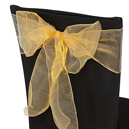 Trimming Shop Chaise organza Sashes pour mariage, Fuller Bows Chair Couverture Arc Sash pour une fête de mariage, anniversaire, Noël, Chaise de banquet Décoration, Or, 50pcs