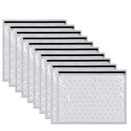 Image of PulGos Non-Woven Printed Single Saree Cover, Saree Bag Pack of 12 Pcs, Transparent Saree Covers With Zip, Saree Covers For Storage, Wardrobe Organiser (Wavegrey)