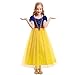 Produktbild IWEMEK Kinder Mädchen Schneewittchen Kostüm Cosplay Märchen Prinzessin Kleid kurzen Ärmeln Tüll langes Kleid Halloween Party Ball Abendkleid Festzug Geburtstag Cocktailkleid Hochzeitskleid Gelb 12-13