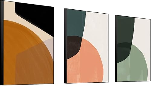 Miniatura 4 de MPLONG Arte de pared, juego de arte de pared en lienzo, llamativo minimalismo moderno, abstracto natural geométrico de bloques de color, impresiones