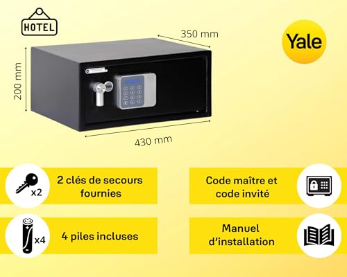 Coffre-fort Yale 24L pour éviter les oublis de code grâce au double code maître hôtelier