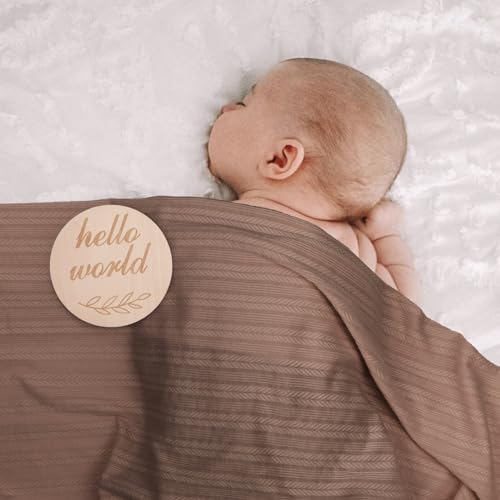 Image of AQOKKA Newborn Receiving Blanket with Bow Hat Mittens Wooden Card Set Wheat-Pattern Newborns Toddler Baby Boy Girl Nursery Swaddle Wrap